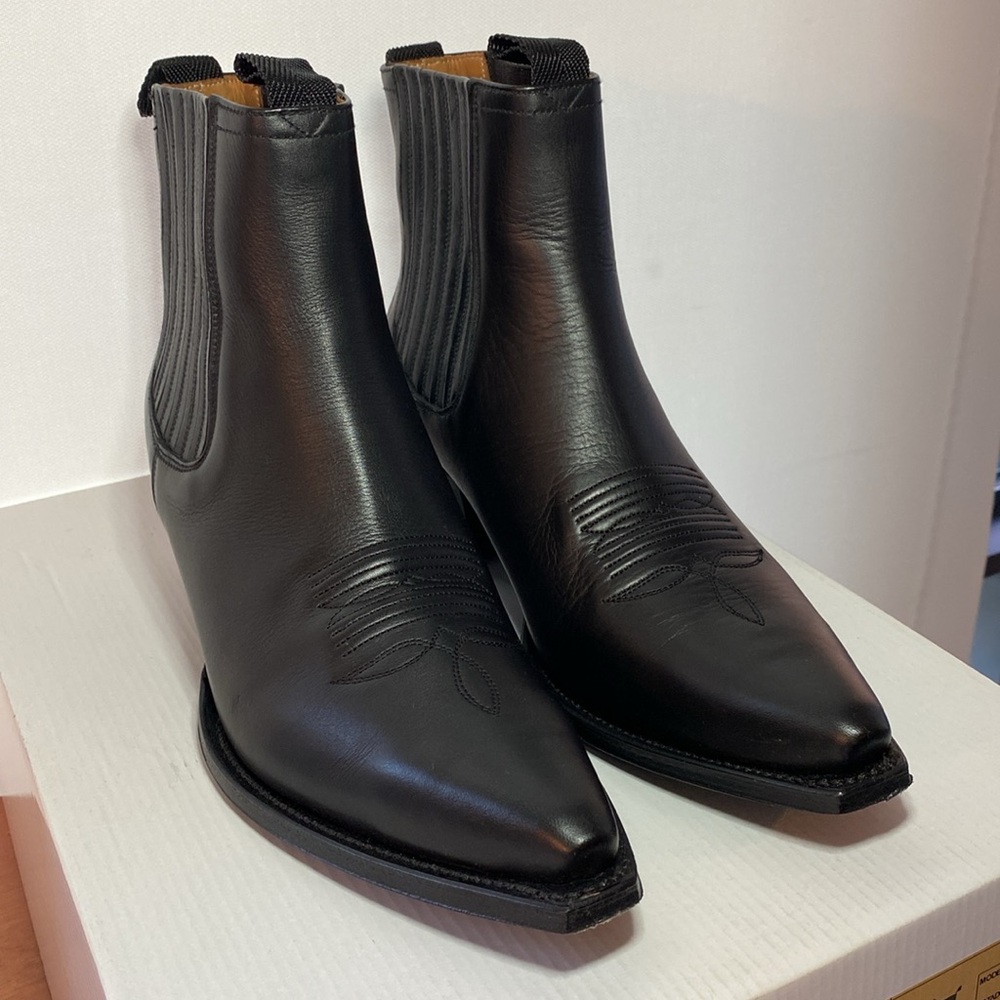 Ann Mashburn Short Cowboy Boot Black Leather